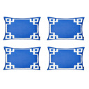 Lumbar 12" x 20" Blue & White Decorative Geometric Set of 4 Throw Pillow Cover for Couch, Bedding