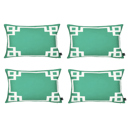 Lumbar 12" x 20" Green & White Decorative Geometric Set of 4 Throw Pillow Cover for Couch, Bedding