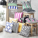Square 18" x 18" Yellow & White Decorative Geometric Set of 4 Throw Pillow Cover for Couch, Bedding