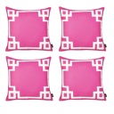 Square 20" x 20" Pink & White Decorative Geometric Set of 4 Throw Pillow Cover for Couch, Bedding