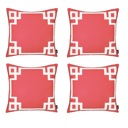 Square 20" x 20" Red & White Decorative Geometric Set of 4 Throw Pillow Cover for Couch, Bedding