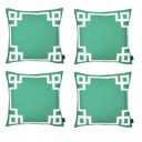 Square 20" x 20" Green & White Decorative Geometric Set of 4 Throw Pillow Cover for Couch, Bedding