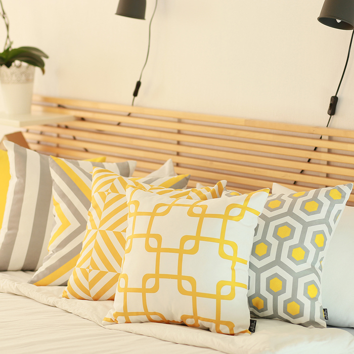 Decorative Geometric Single Throw Pillow Cover 18" in. x 18" in. Square for Couch, Bedding