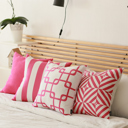 Square 18" x 18" Pink & White Decorative Geometric Single Throw Pillow Cover 18" in. x 18" in. Square for Couch, Bedding
