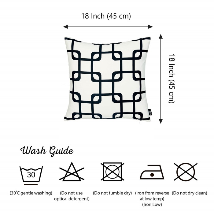 Decorative Geometric Single Throw Pillow Cover 18" in. x 18" in. Square for Couch, Bedding