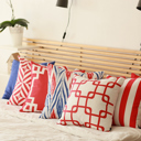 Square 18" x 18" Red, White Decorative Geometric Diagonal Set of 2 Throw Pillow Cover 18" in. x 18" in. Square for Couch, Bedding