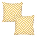 Square 18" x 18" Yellow, White Decorative Geometric Diagonal Set of 2 Throw Pillow Cover 18" in. x 18" in. Square for Couch, Bedding