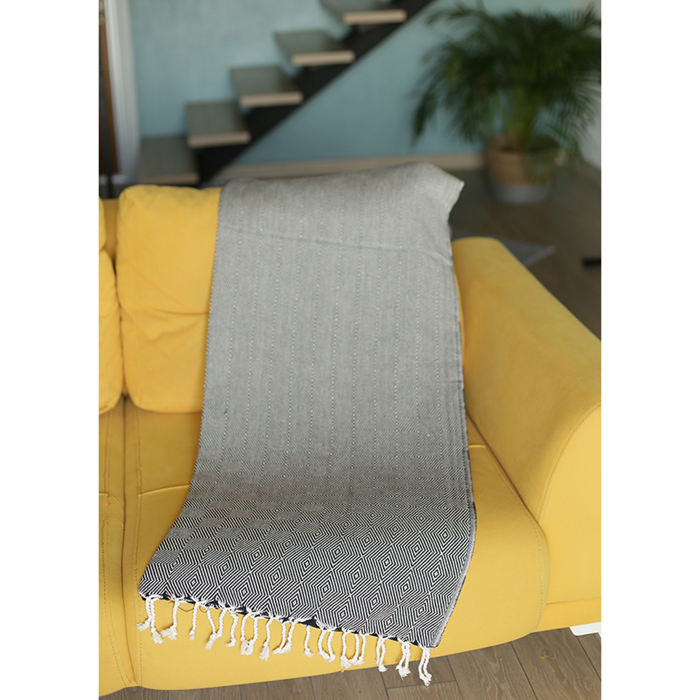 Handwoven Throw Blanket 40" x 70" Turkish Cotton 100% with Tassels for Couch, Sofa, Bedding