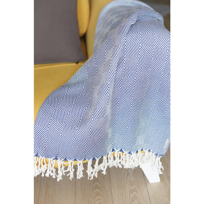 Handwoven Throw Blanket 40" x 70" Turkish Cotton 100% with Tassels for Couch, Sofa, Bedding