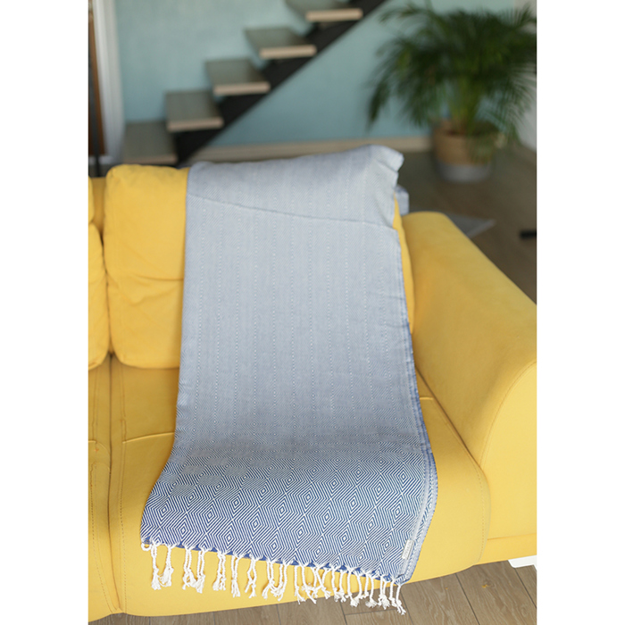 Handwoven Throw Blanket 40" x 70" Turkish Cotton 100% with Tassels for Couch, Sofa, Bedding