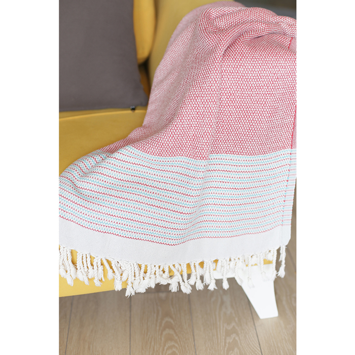 Handwoven Throw Blanket 40" x 70" Turkish Cotton 100% with Tassels for Couch, Sofa