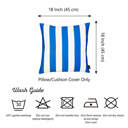 Blue Single Decorative Geometric Stripe Throw Pillow Cover 18" in. x 18" in. Square for Couch, Bedding
