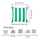 Green Single Decorative Geometric Stripe Throw Pillow Cover 18" in. x 18" in. Square for Couch, Bedding