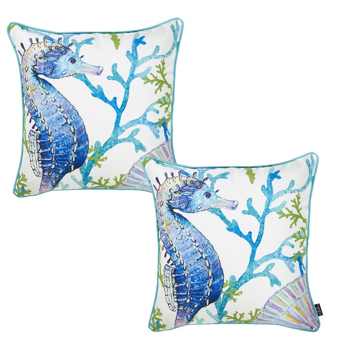 Nautical Coastal Decorative Throw Pillow Cover 18" in. x 18" in. Square 