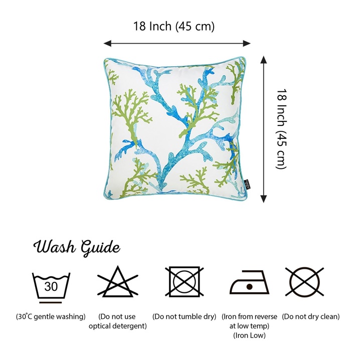 Nautical Coastal Decorative Throw Pillow Cover 18" in. x 18" in. Square 