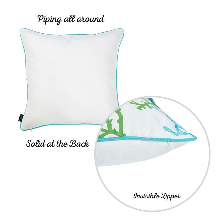 Nautical Coastal Decorative Throw Pillow Cover 18" in. x 18" in. Square 