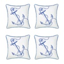 Anchor 4-piece Nautical Coastal Decorative Throw Pillow Cover 18" in. x 18" in. Square 