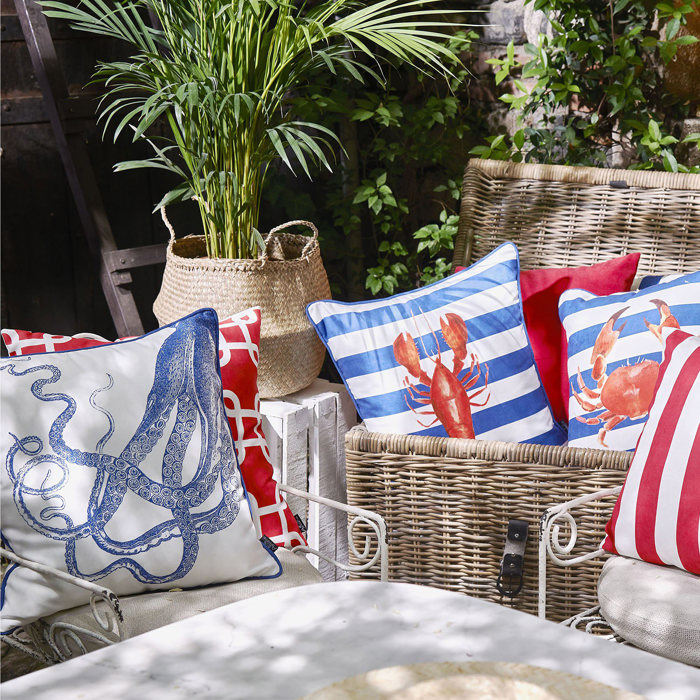 Nautical Coastal Decorative Throw Pillow Cover 18" in. x 18" in. Square 