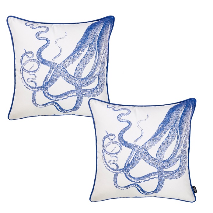 Nautical Coastal Decorative Throw Pillow Cover 18" in. x 18" in. Square 