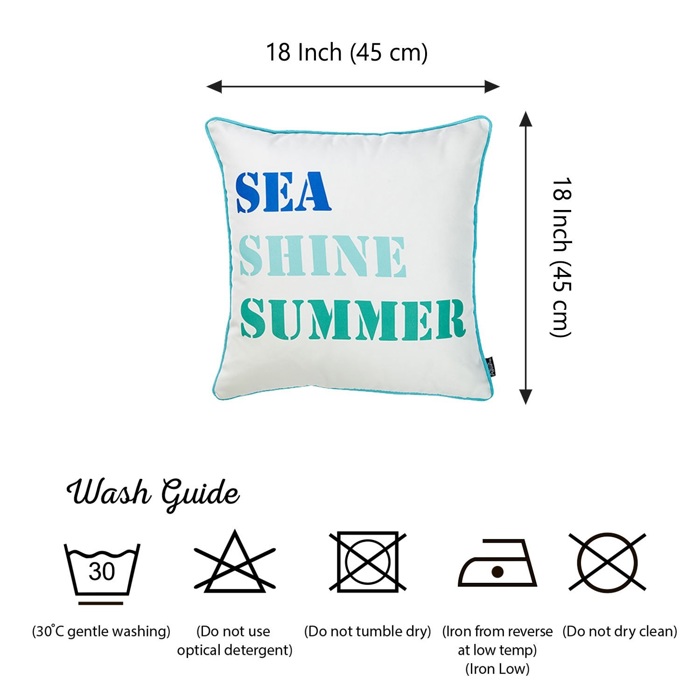Nautical Coastal Decorative Throw Pillow Cover 18" in. x 18" in. Square 