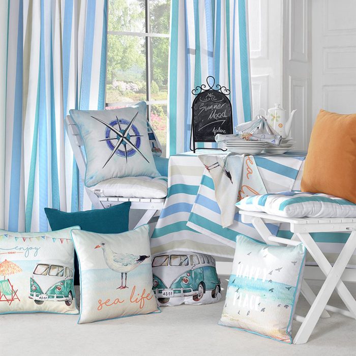 Nautical Coastal Decorative Throw Pillow Cover 18" in. x 18" in. Square 