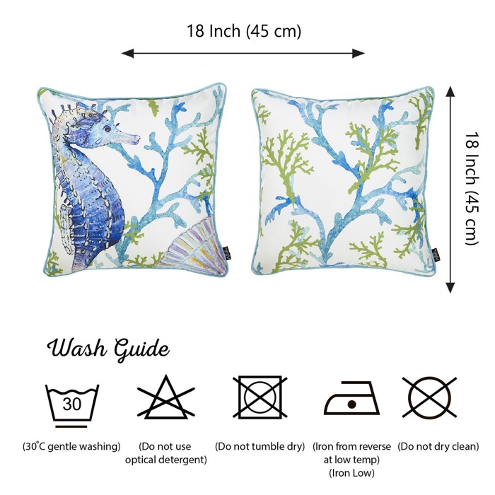 Nautical Coastal Decorative Sets of Throw Pillow Covers 18" in. x 18" in. Square