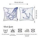 Octopus & Anchor 2-piece Nautical Coastal Decorative Sets of Throw Pillow Covers 18" in. x 18" in. Square