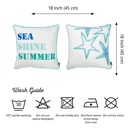 Sea Stars & Text 2-piece Nautical Coastal Decorative Sets of Throw Pillow Covers 18" in. x 18" in. Square
