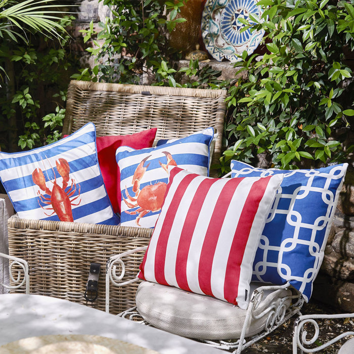 Nautical Geometric Decorative Throw Pillow Cover 18" in. x 18" in. Square
