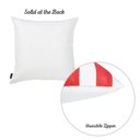 White & Red Single Nautical Geometric Decorative Throw Pillow Cover 18" in. x 18" in. Square