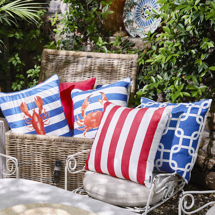 Nautical Geometric Decorative Throw Pillow Cover 18" in. x 18" in. Square
