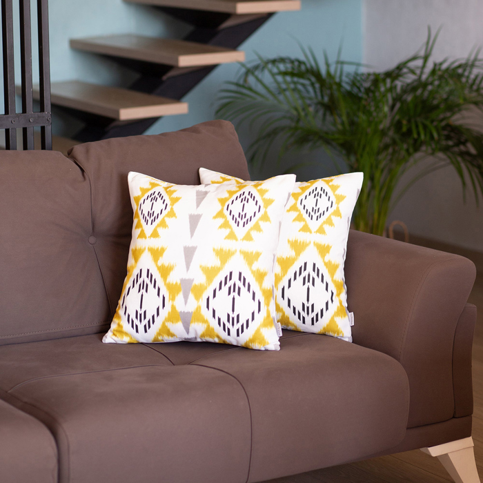 Ikat Lumbar 12"x 20" & Square 18"x 18" Boho Throw Pillow Covers Sets