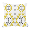 Yellow; White - 18x18 4-piece Ikat Lumbar 12"x 20" & Square 18"x 18" Boho Throw Pillow Covers Sets
