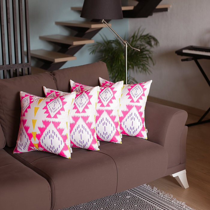 Ikat Lumbar 12"x 20" & Square 18"x 18" Boho Throw Pillow Covers Sets