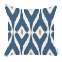 Blue; White - 18x18 2-piece Ikat Lumbar 12"x 20" & Square 18"x 18" Boho Throw Pillow Covers Sets