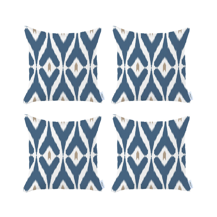 Ikat Lumbar 12"x 20" & Square 18"x 18" Boho Throw Pillow Covers Sets