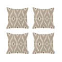 Tortilla Brown - 18x18 4-piece Ikat Lumbar 12"x 20" & Square 18"x 18" Boho Throw Pillow Covers Sets