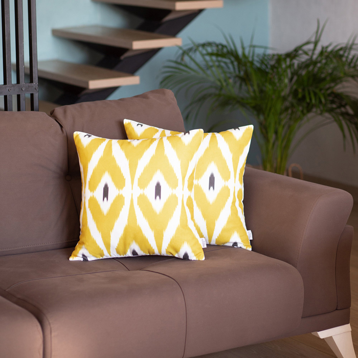 Ikat Lumbar 12"x 20" & Square 18"x 18" Boho Throw Pillow Covers Sets