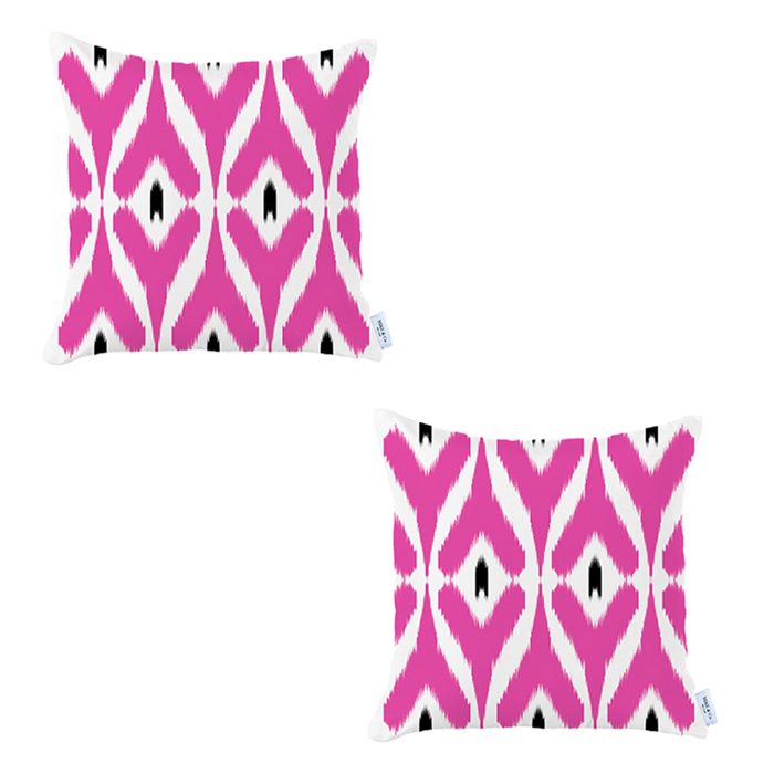 Ikat Lumbar 12"x 20" & Square 18"x 18" Boho Throw Pillow Covers Sets