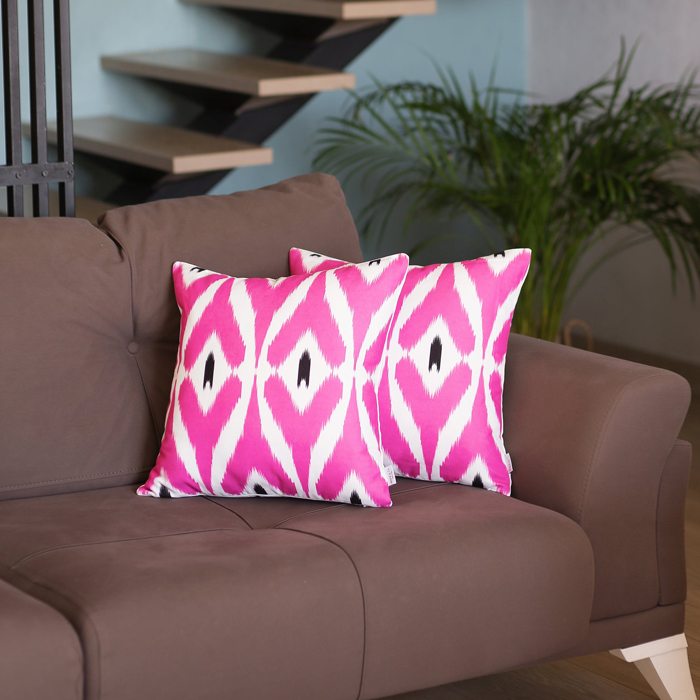 Ikat Lumbar 12"x 20" & Square 18"x 18" Boho Throw Pillow Covers Sets