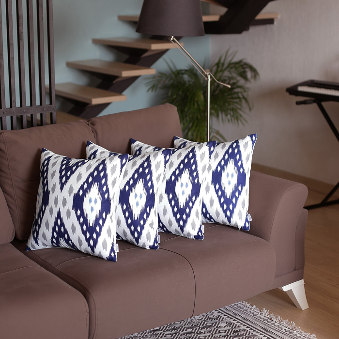 Ikat Lumbar 12"x 20" & Square 18"x 18" Boho Throw Pillow Covers Sets