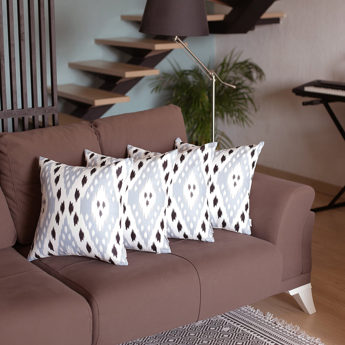 Ikat Lumbar 12"x 20" & Square 18"x 18" Boho Throw Pillow Covers Sets