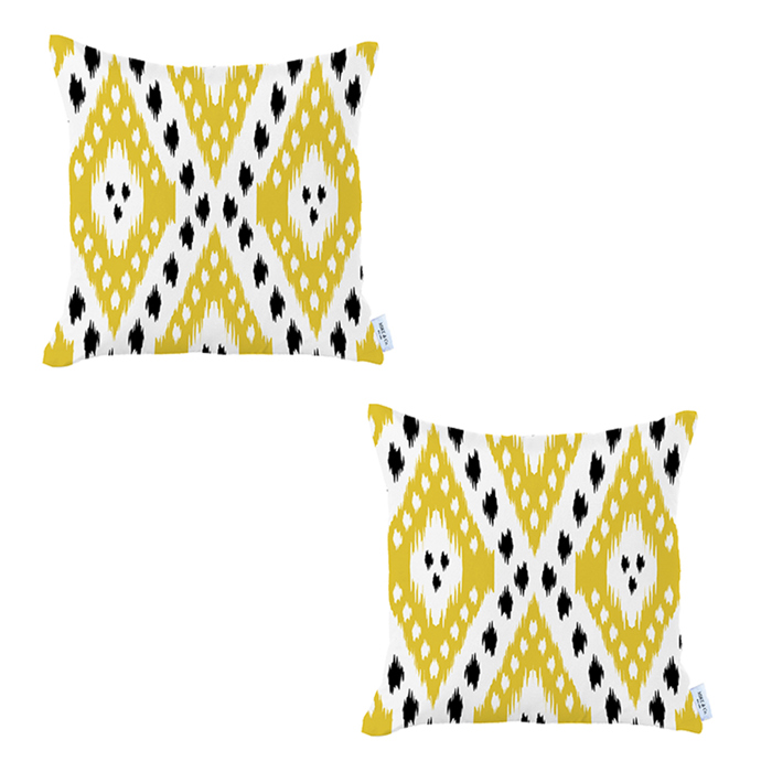 Ikat Lumbar 12"x 20" & Square 18"x 18" Boho Throw Pillow Covers Sets