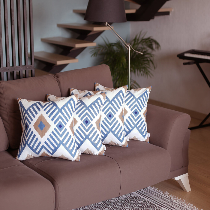 Ikat Lumbar 12"x 20" & Square 18"x 18" Boho Throw Pillow Covers Sets