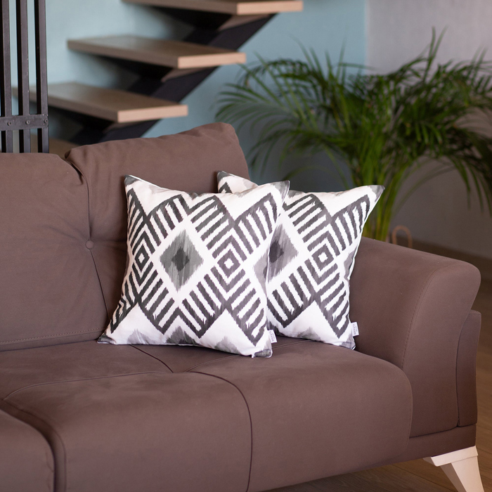 Ikat Lumbar 12"x 20" & Square 18"x 18" Boho Throw Pillow Covers Sets