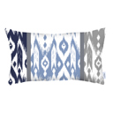 Blue; Navy Blue - 12x20 2-piece Ikat Lumbar 12"x 20" & Square 18"x 18" Boho Throw Pillow Covers Sets