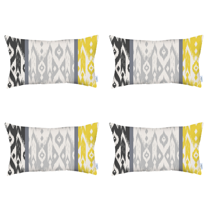 Ikat Lumbar 12"x 20" & Square 18"x 18" Boho Throw Pillow Covers Sets