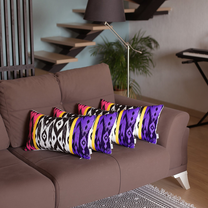 Ikat Lumbar 12"x 20" & Square 18"x 18" Boho Throw Pillow Covers Sets