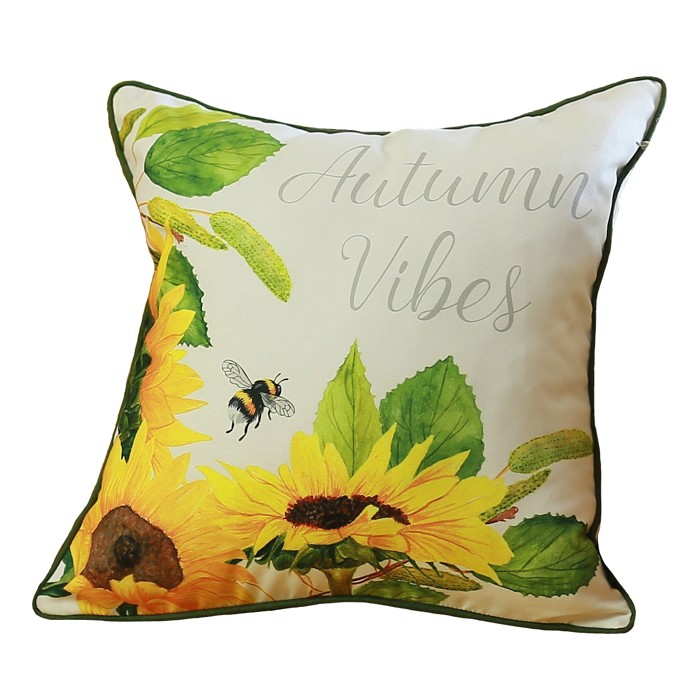 Decorative Fall Thanksgiving Throw Pillow Cover Sunflowers 18" x 18" Lumbar & Square for Couch, Bedding