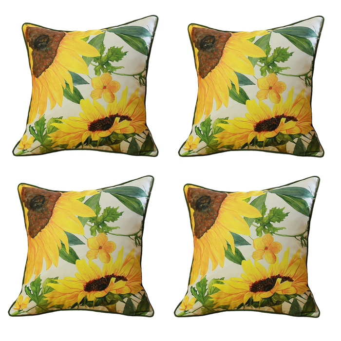 Decorative Fall Thanksgiving Throw Pillow Cover Sunflowers 18" x 18" Lumbar & Square for Couch, Bedding
